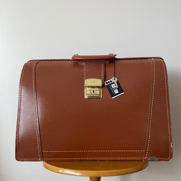 Vintage 1920s Leather Brief Case NWT Brown - Picture 1 of 10
